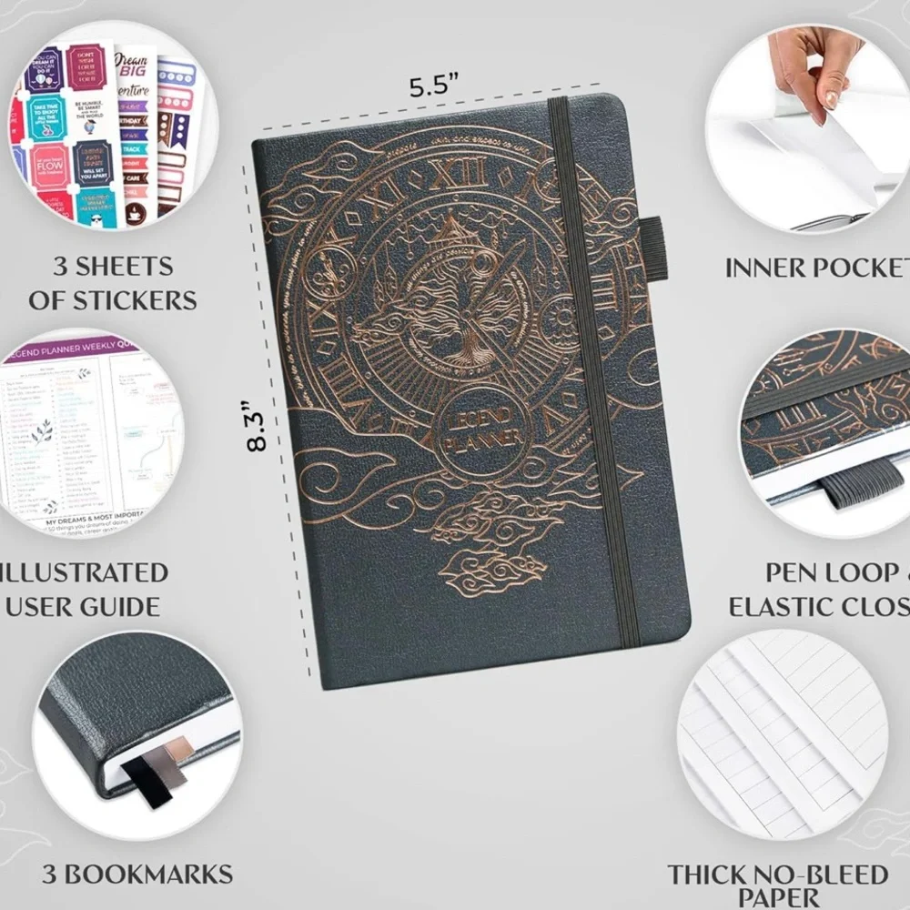 LAST CHANCE SALE! Legend Planner Gray Gold Detailing Weekly Monthly Organizer